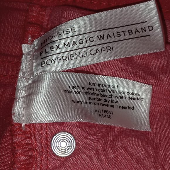 Lane Bryant Red Jeans Women's Size 28 Mid Rise Flex Waist Boyfriend Capri Pants - Picture 5 of 7